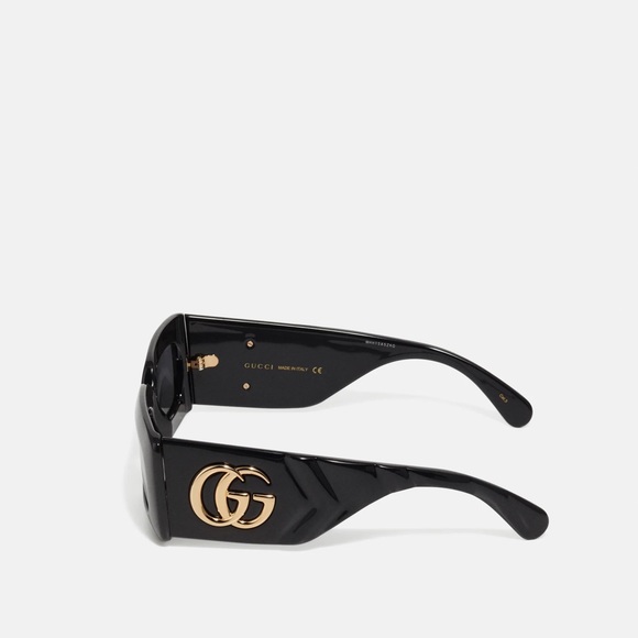 Auth - 🔥🔥New - Gucci Black Gray Gg0811s 001 Logo Rectangle Unisex Sunglasses - Picture 7 of 17